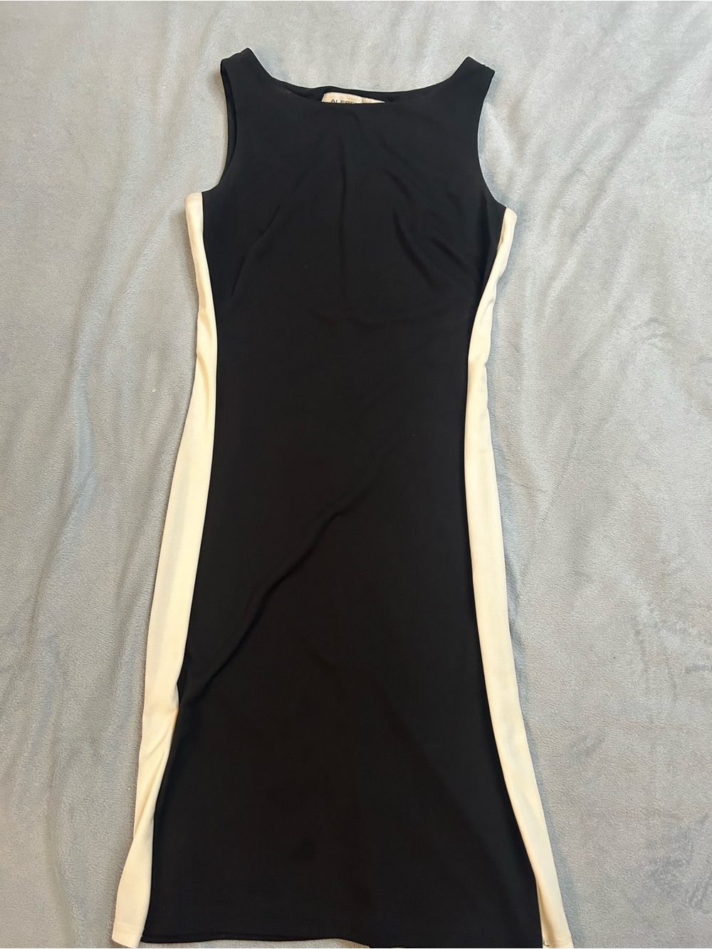 ALFRED SUNG Black Dress with Cream Side Panels
